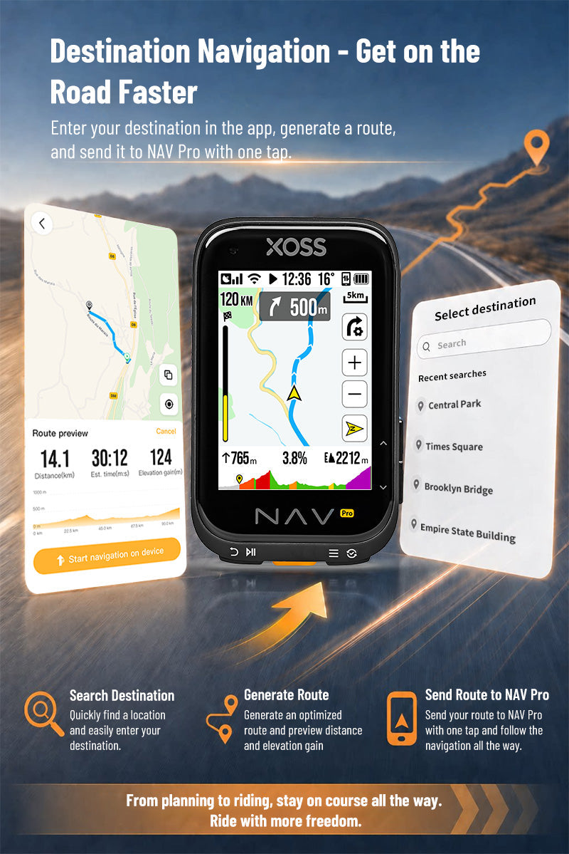 XOSS NAV Pro pantalla táctil y botones