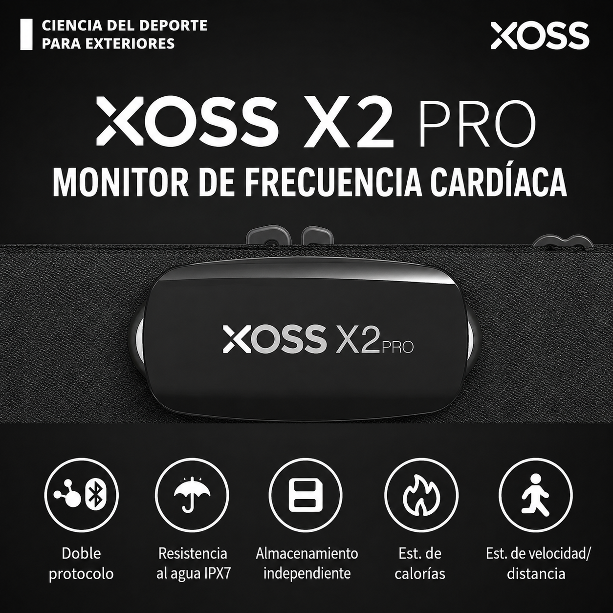 X2 Pro Sensor de frecuencia cardíaca recargable
